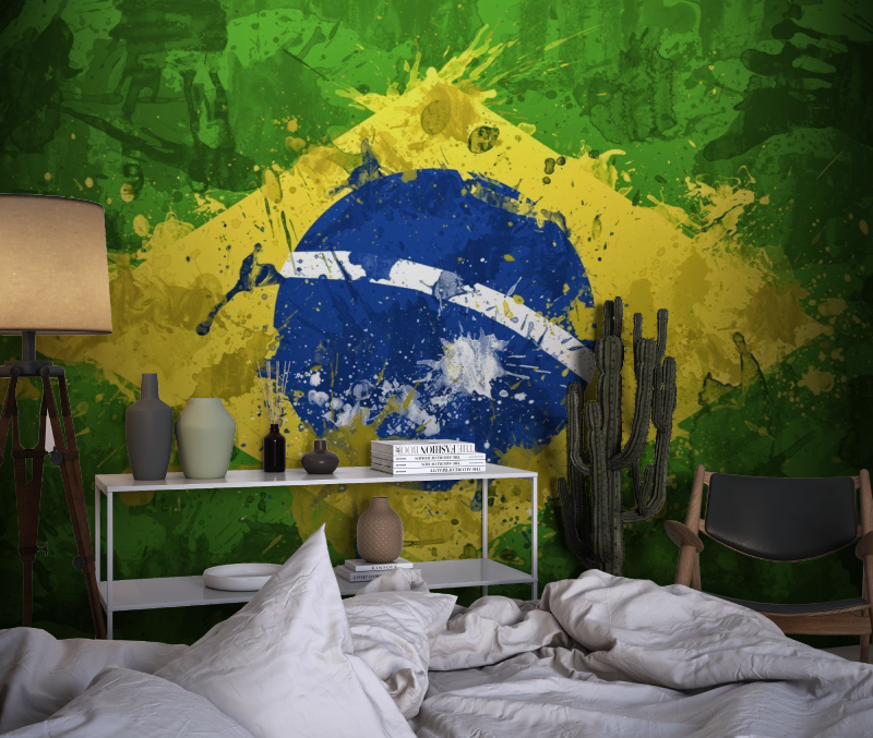 Papier peint foot bresil chambre dado1