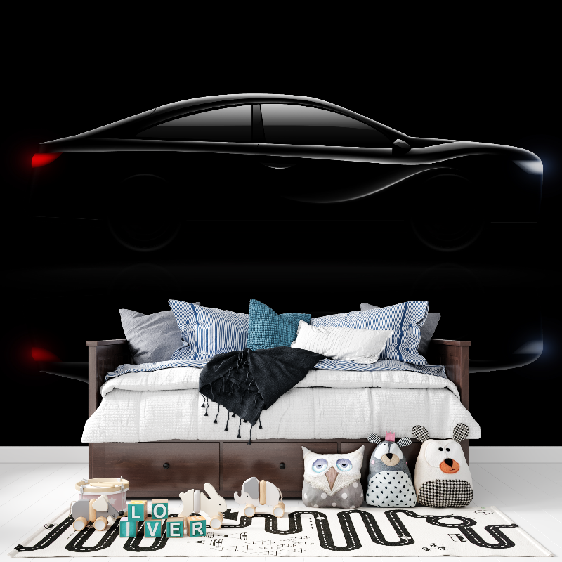 Papier peint voiture noire panoramique garcon