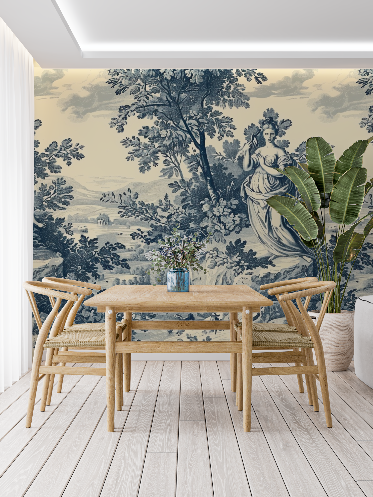 Papier Peint Toile De Jouy Tapisserie - panoramique-mur
