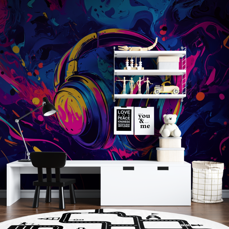 Papier peint casque couleur ados tapisserie chambre ados