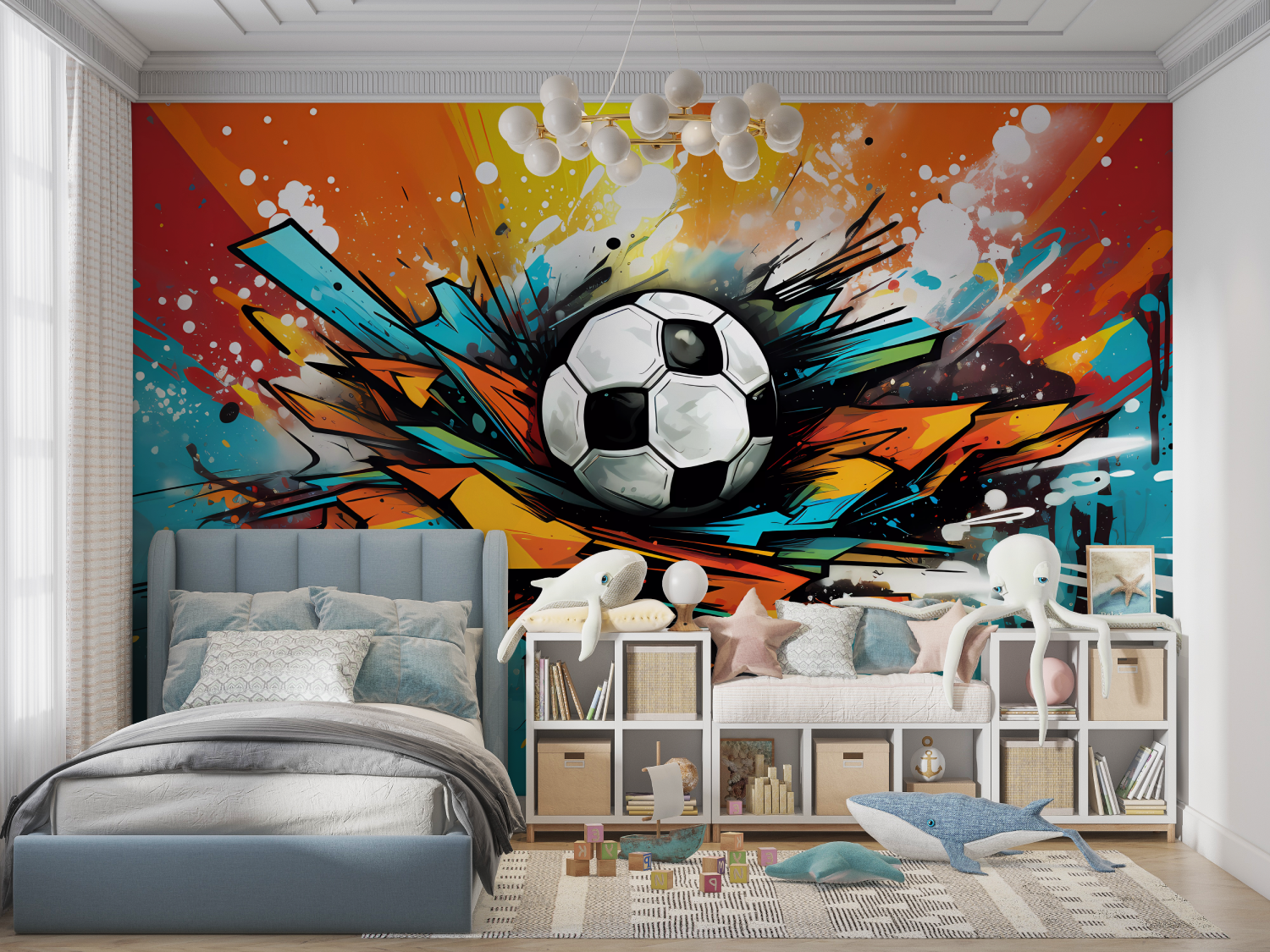 Papier peint graffiti foot enfant panoramique garcon