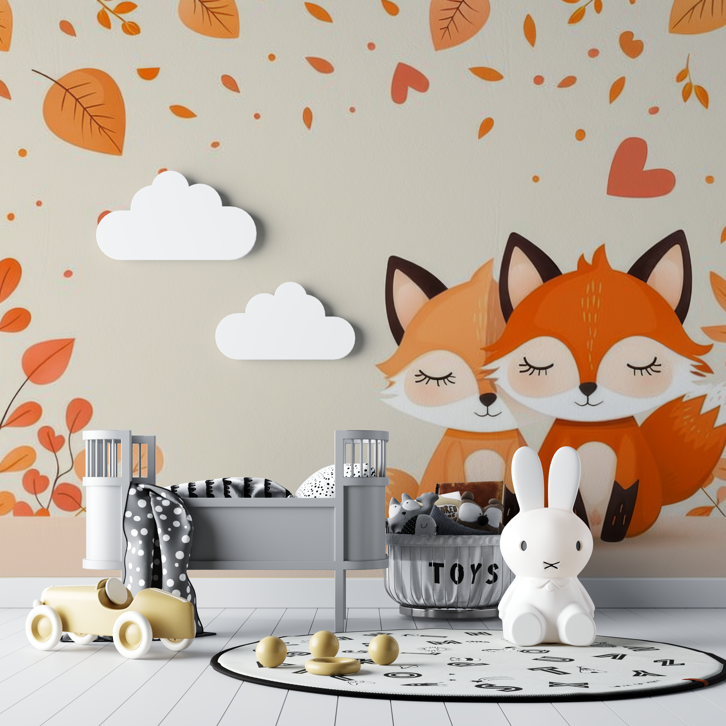 Papier peint renard dessin anime bebe tipi