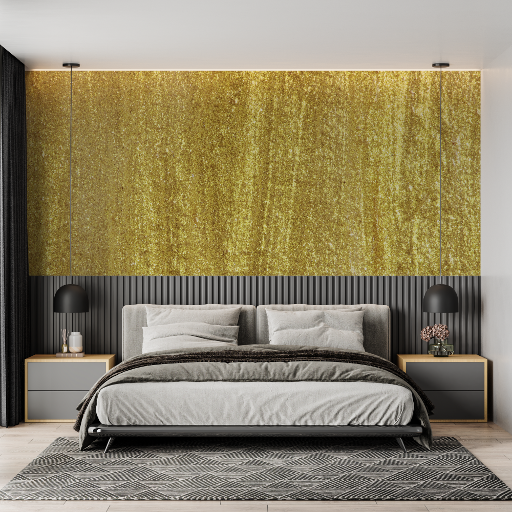 Papier Peint Métallisé Doré - chambre adulte