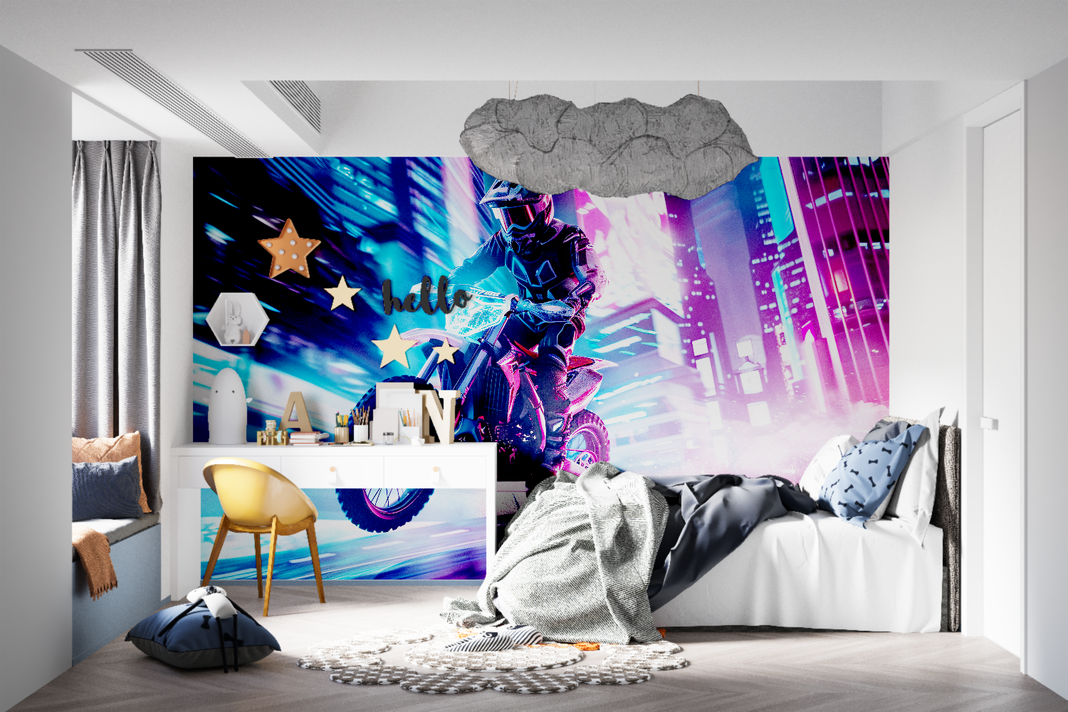 Papier peint motocross led tapisseries murale