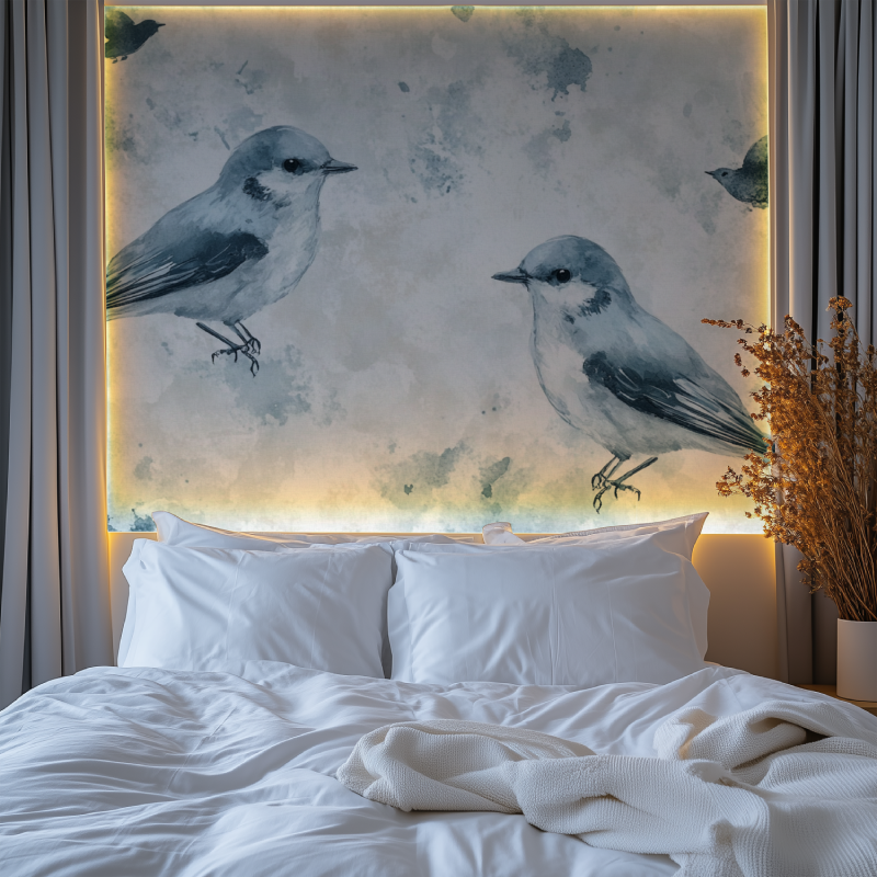 Papier peint vintage oiseaux chambre premium