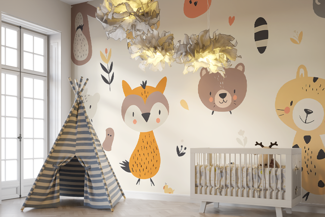 Papier peint Motifs animaux mignons - bebe unisexe
