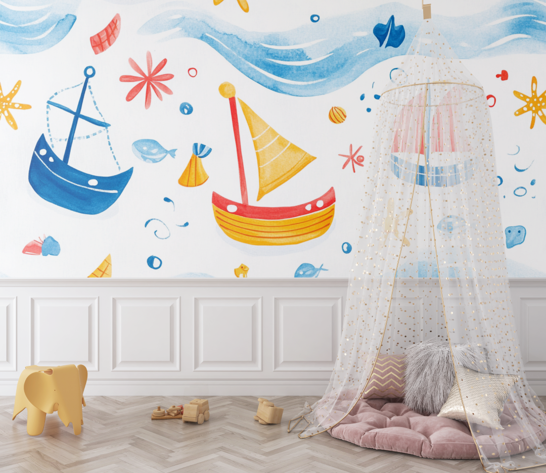 Papier peint marin vogue matelot bebe
