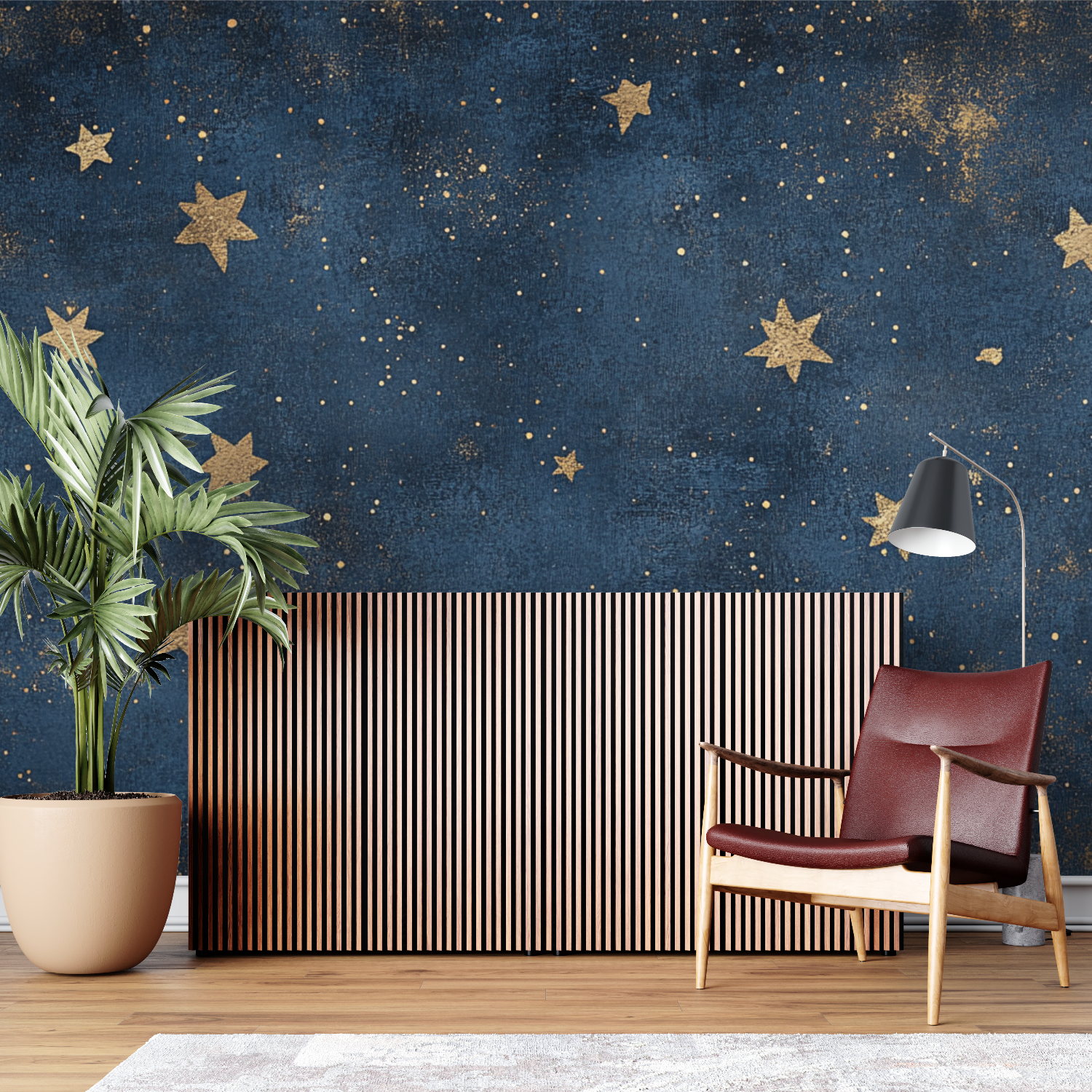 Papier peint vintage japonais etoile sur mesure