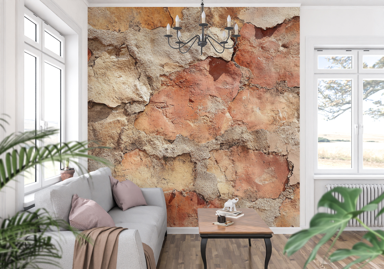 Papier peint terracotta style mediterraneen panoramique mur