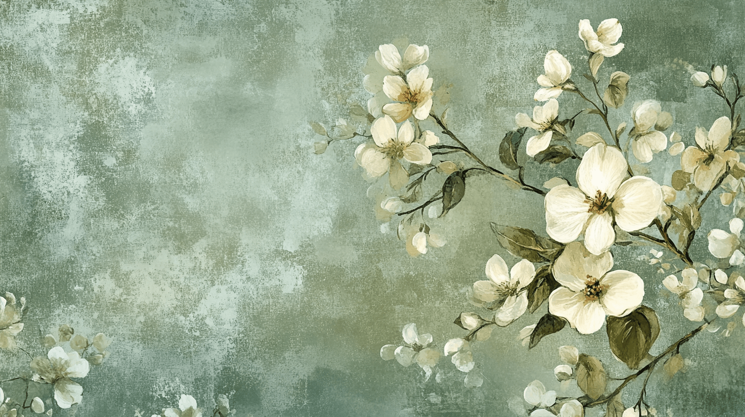 Papier Peint Vintage Fleurs Vert