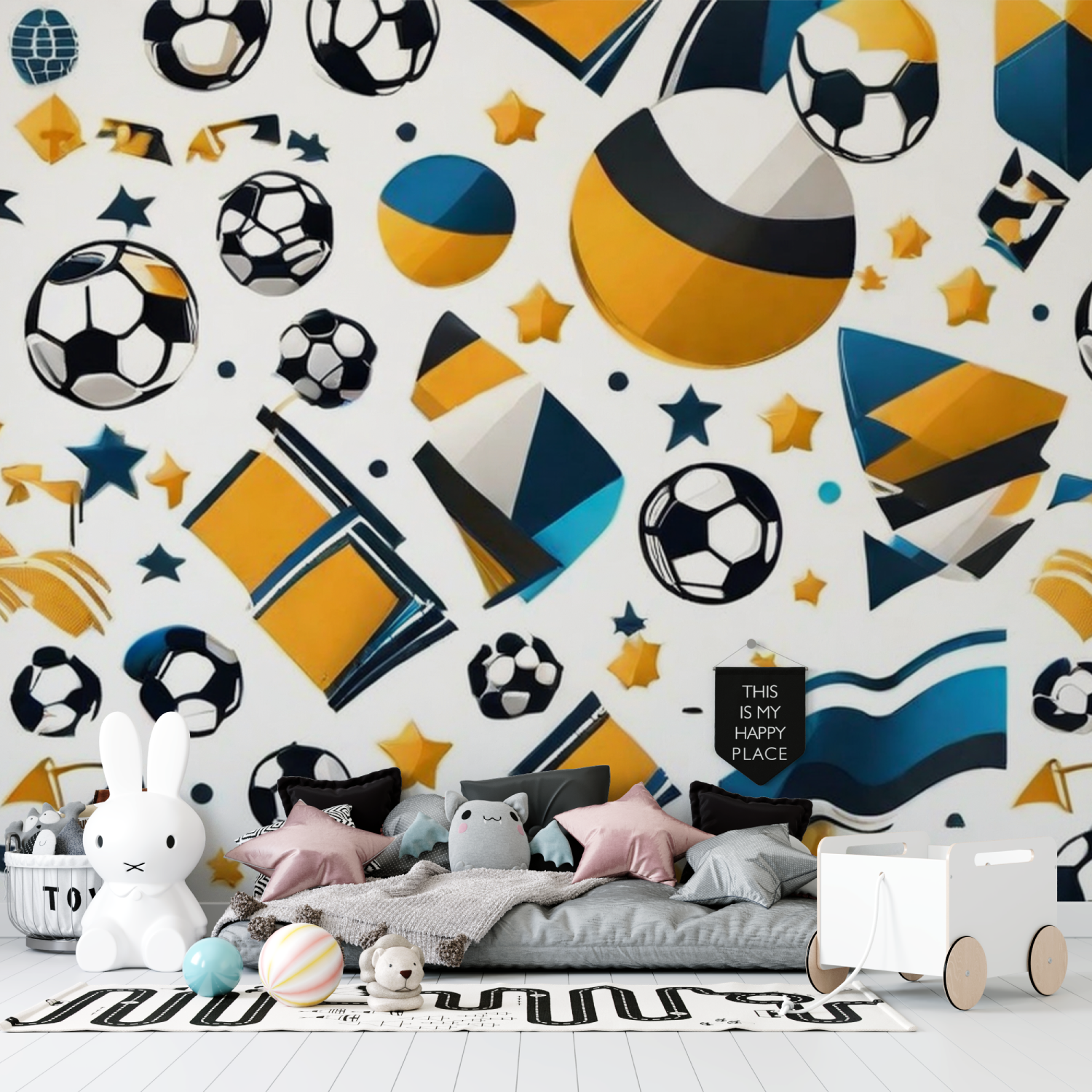 Papiers peint motifs ballon de foot tapisserie garcon