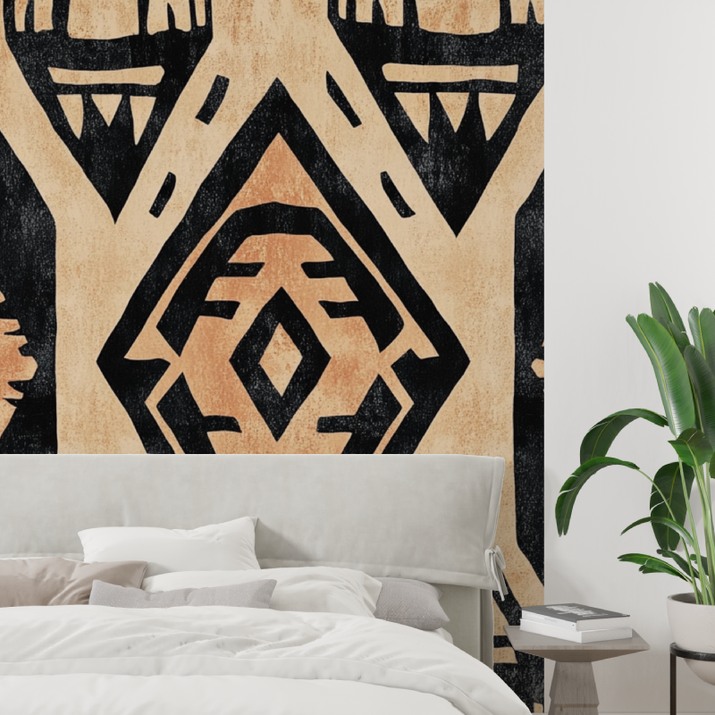 Papier peint terracotta avec mo...teques tapisserie tendance