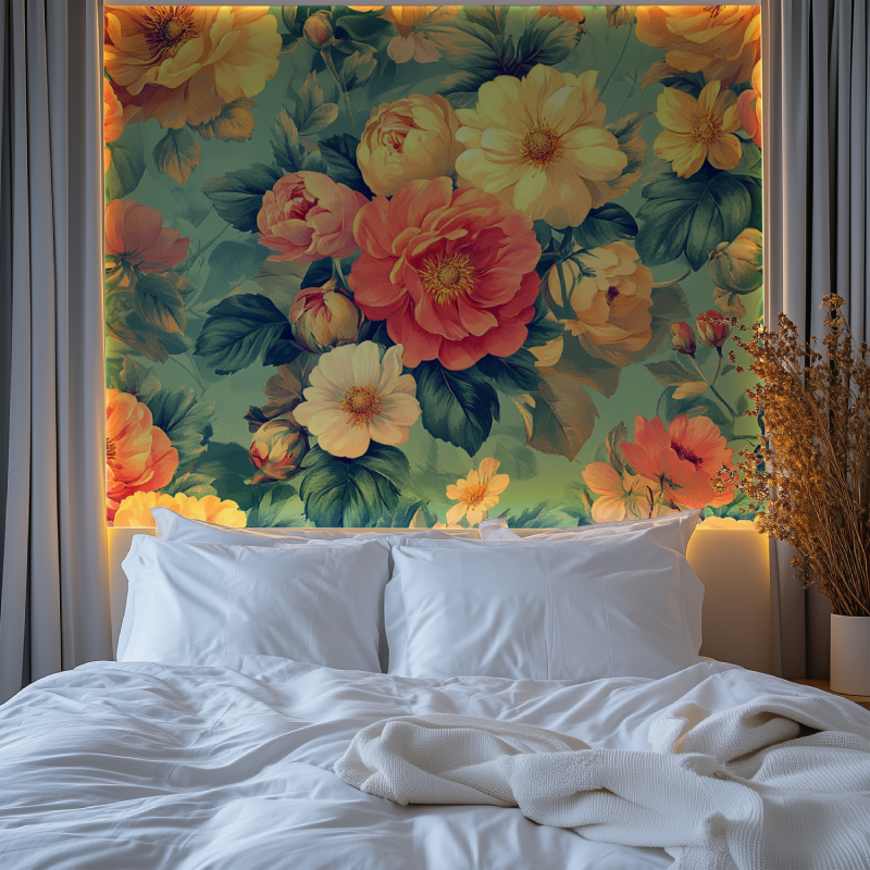 Papier peint fleur kitch chambre premium