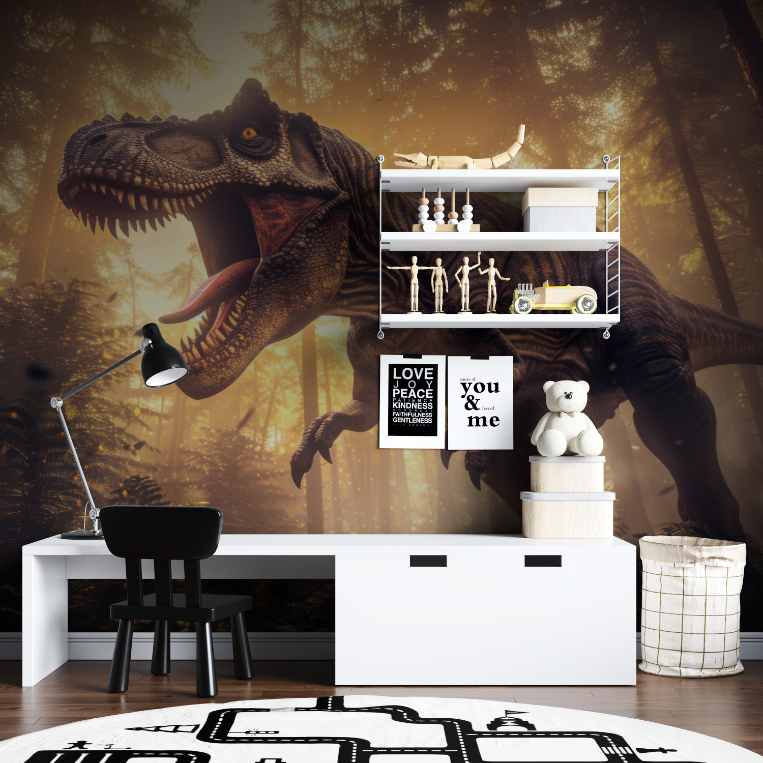 Papier peint ado aventure dinosaure - chambre spiderman