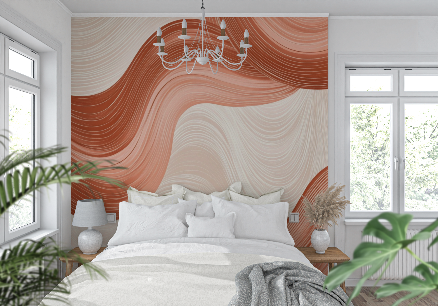 Papier peint terracotta abstrait tendance tendance mur