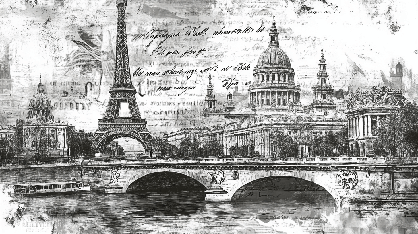 Papier Peint Vintage Noir Et Blanc Carte Postale