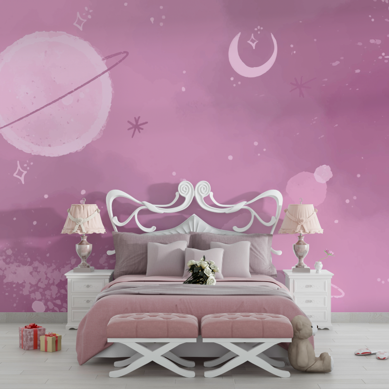 Papier peint ado fille espace planete chambre filles