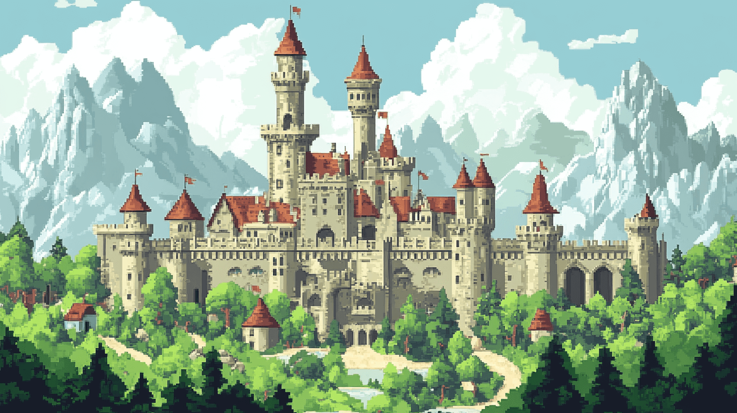 Papier Peint Aventure Avec Des Chevaliers En Pixels