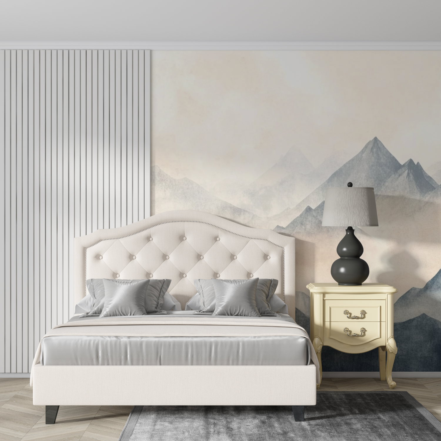 Papier peint aquarelle montagnes brumeuses design