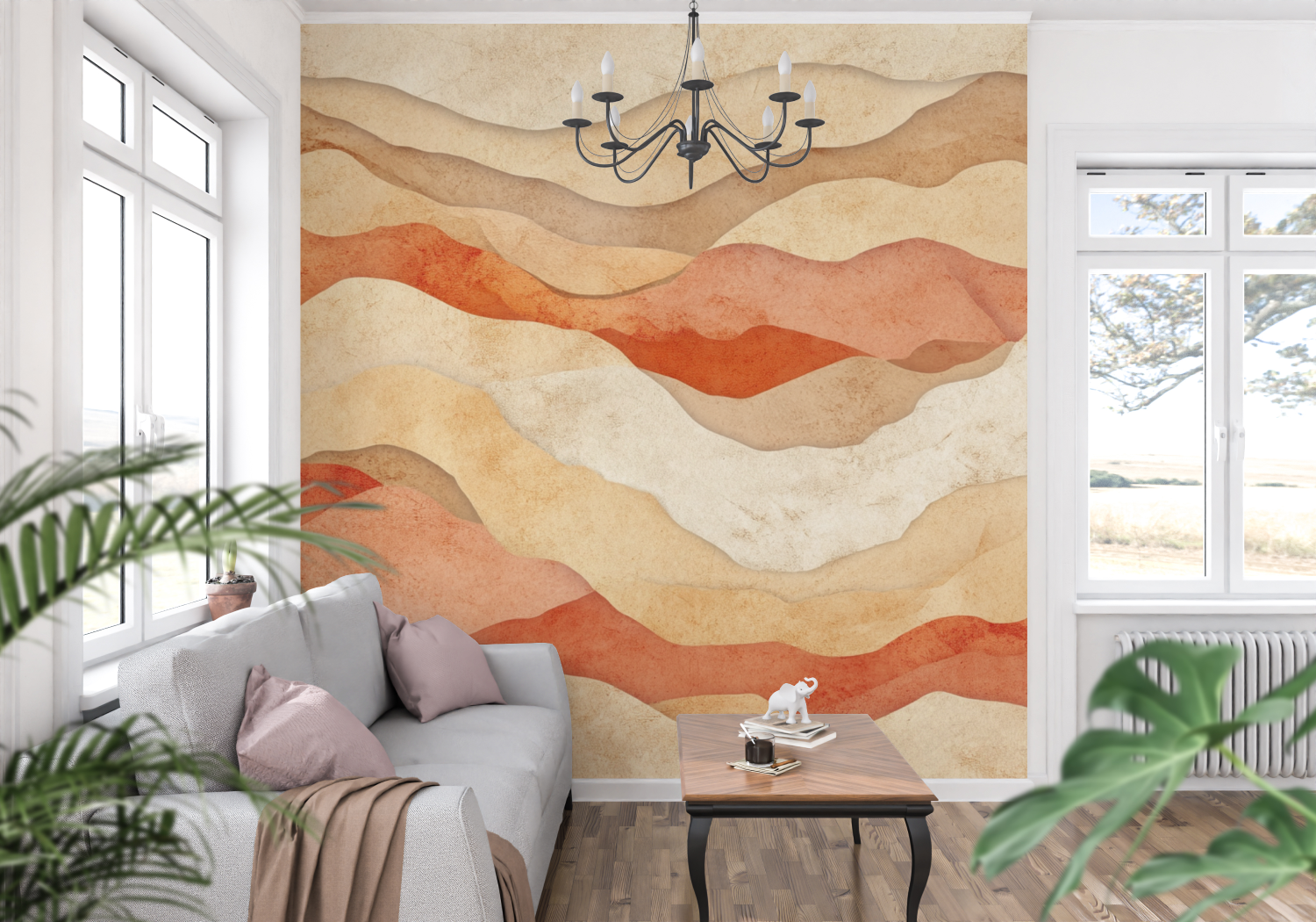 Papier peint terracotta dune desert panoramique mur