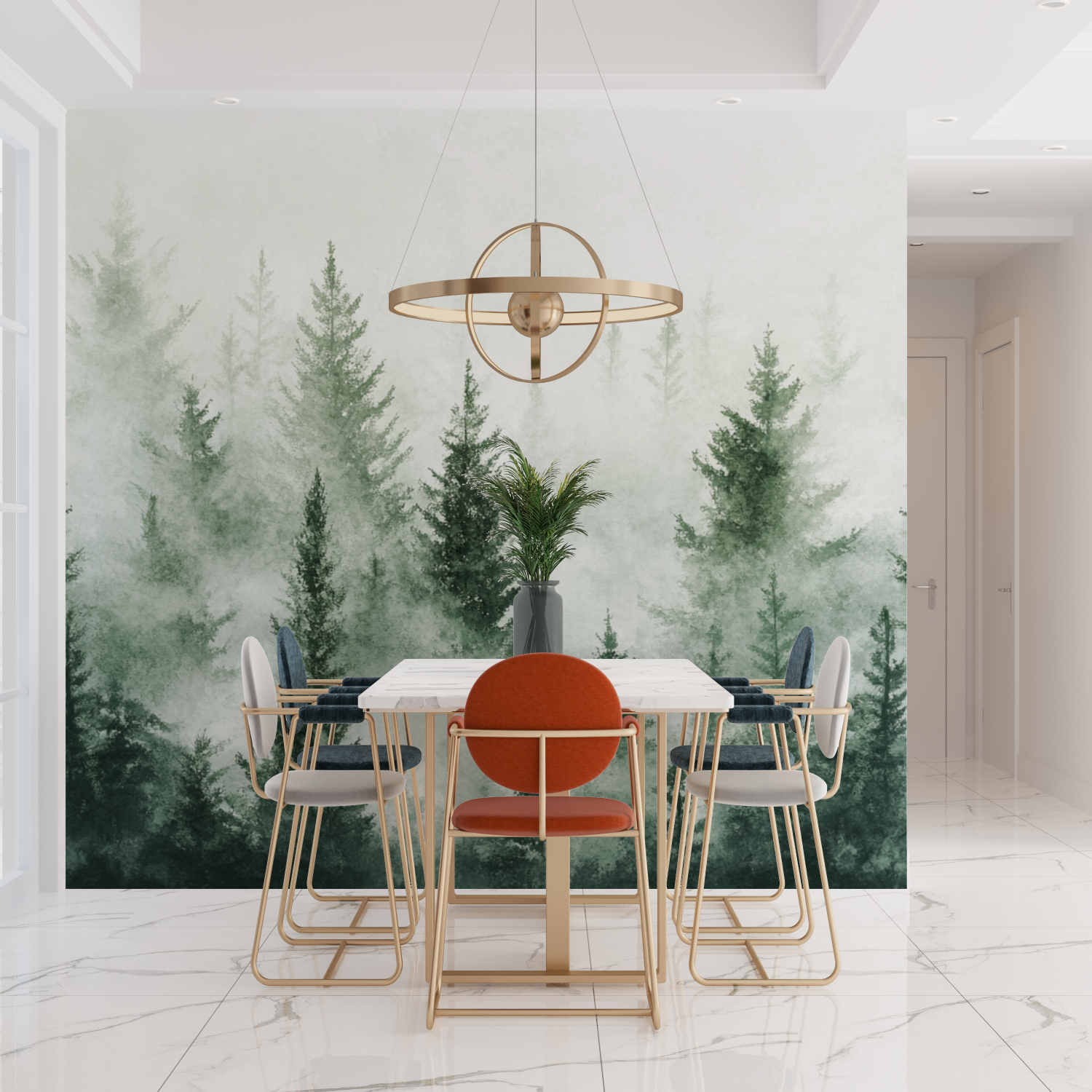 Papier peint aquarelle foret abstraite tendances