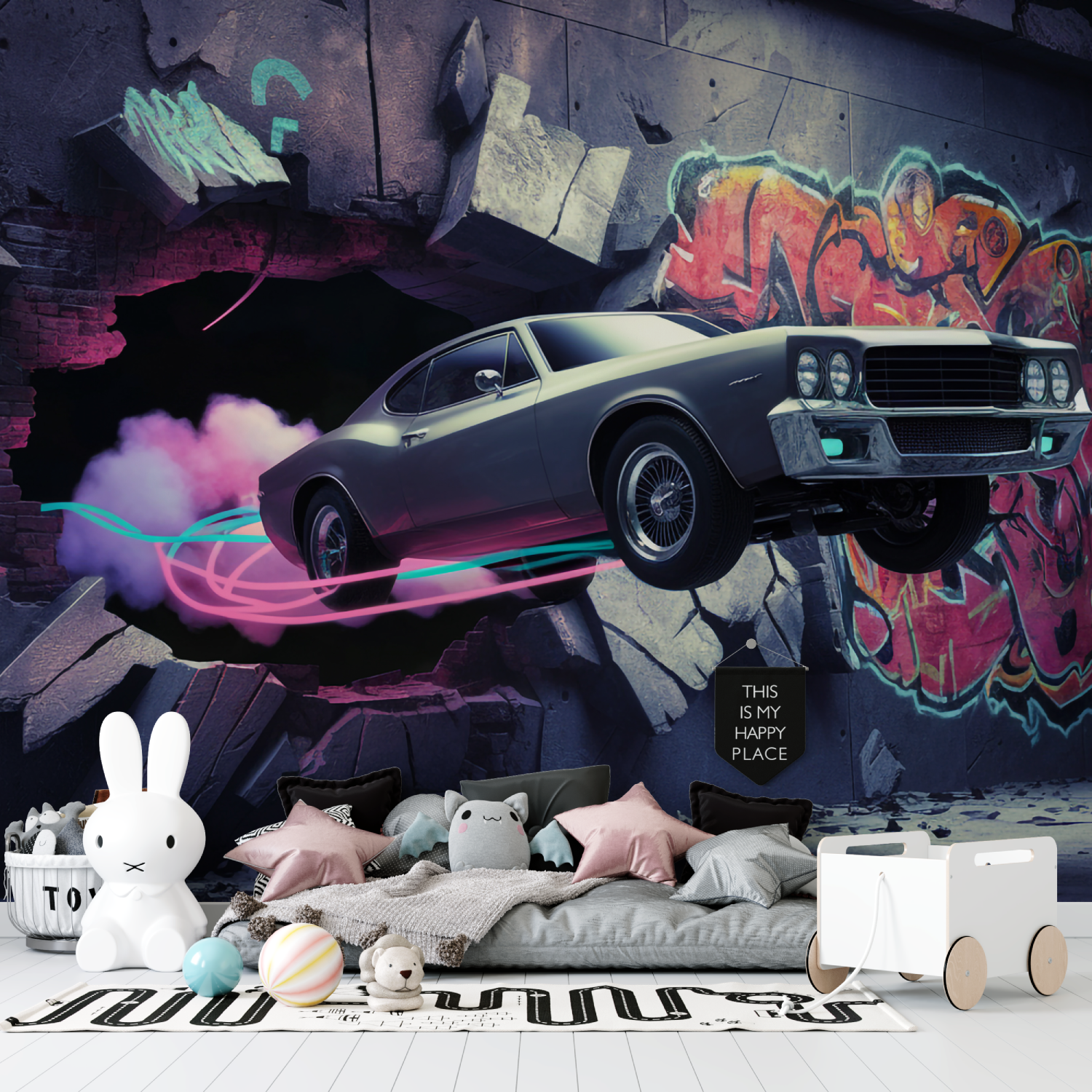 Papier peint mural voiture tapisserie garcon