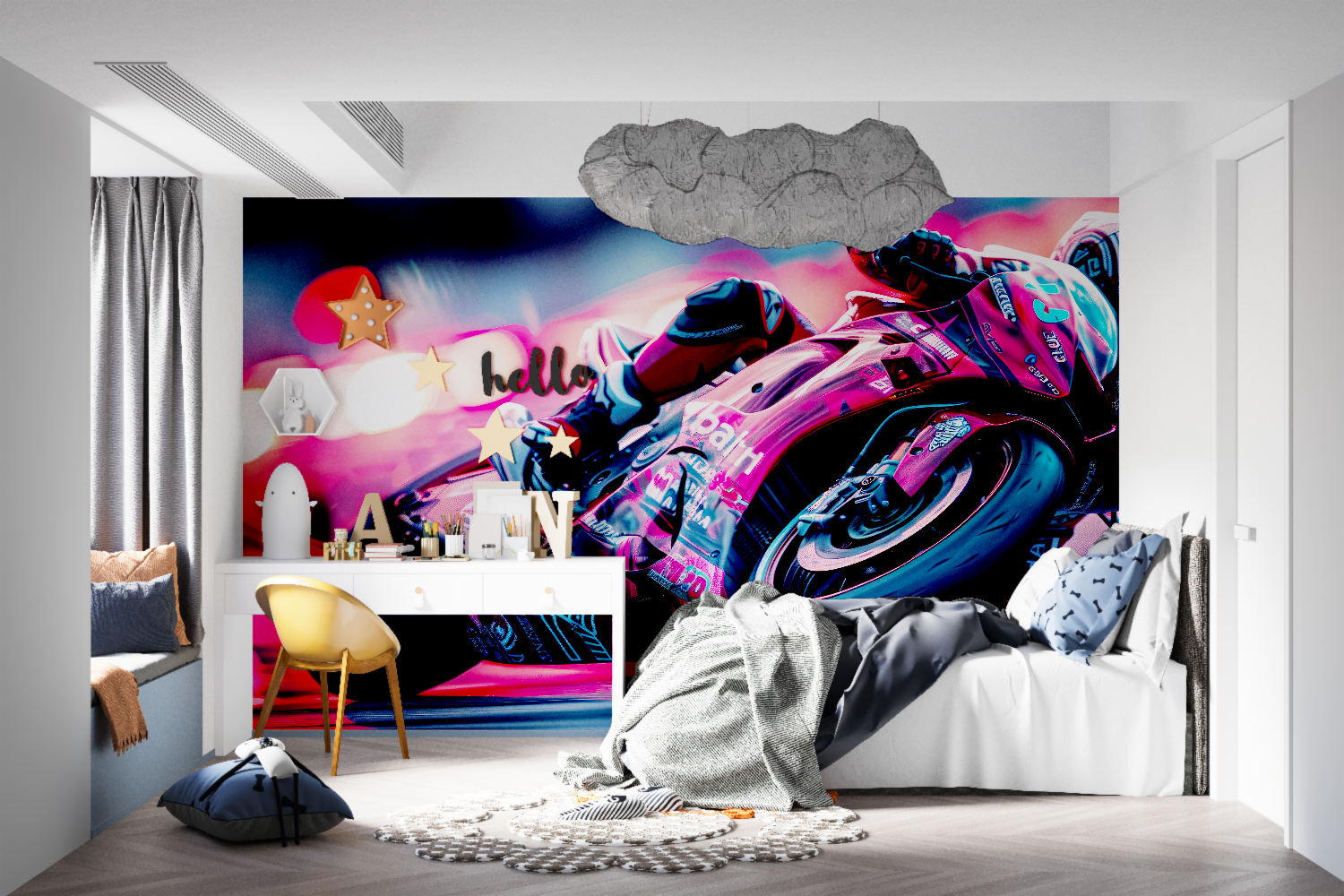 Papier peint moto gp nocturne tapisseries murale