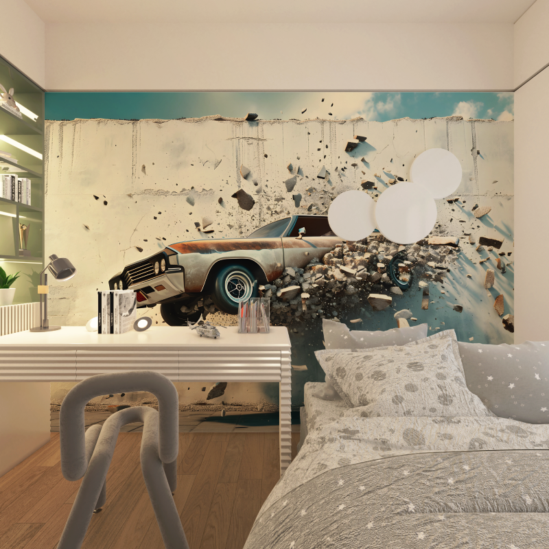 Papier peint xxl voiture blanc chambre adolescents
