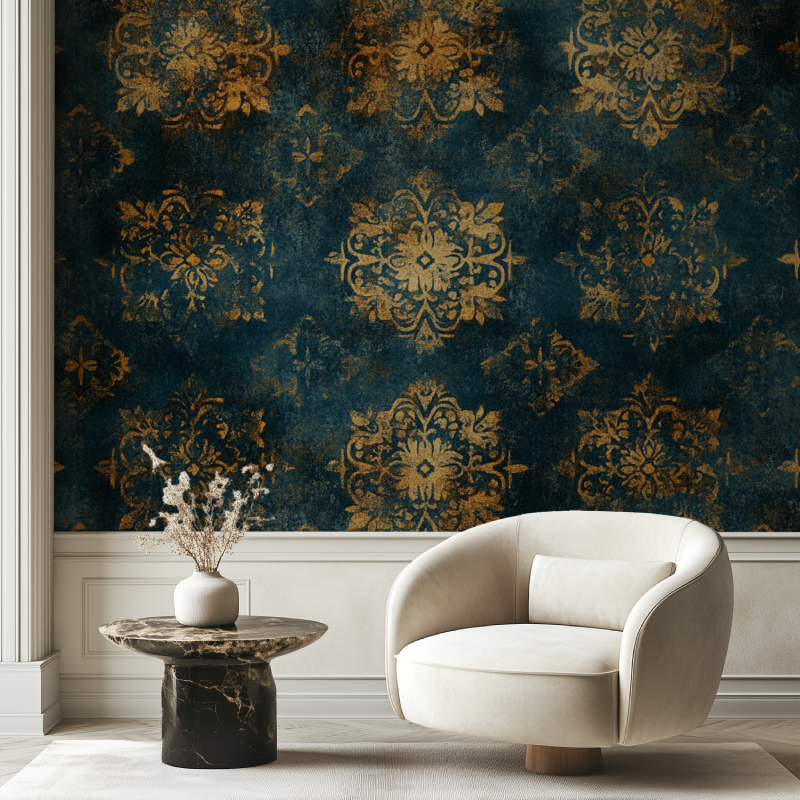 Papier peint vintage forme geometrique chaise tendance