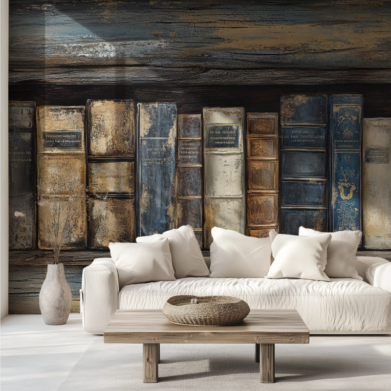 Papier peint trompe l oeil salon canape tendance