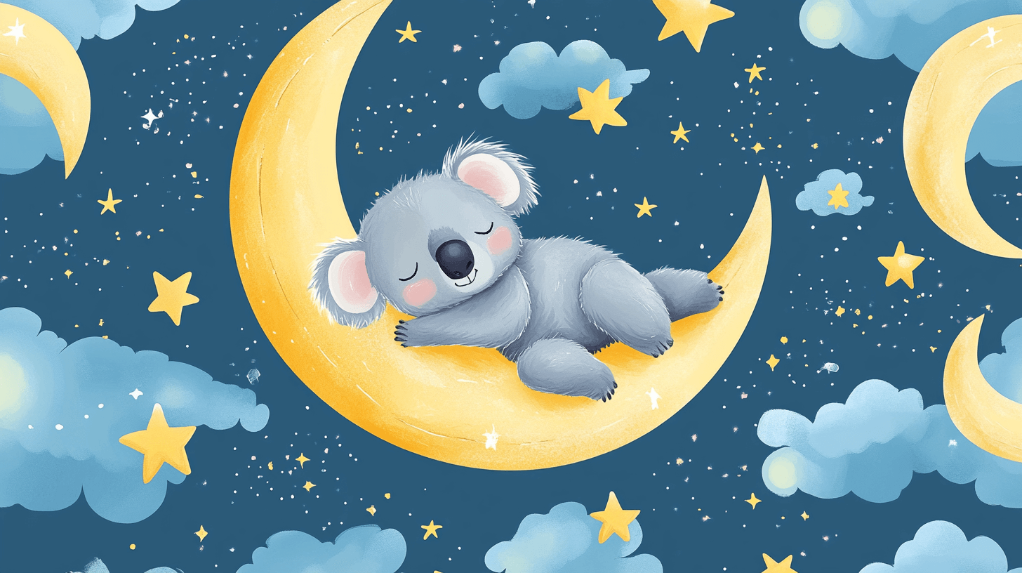 Papier Peint Koala Endormi Sur Un Croissant De Lune