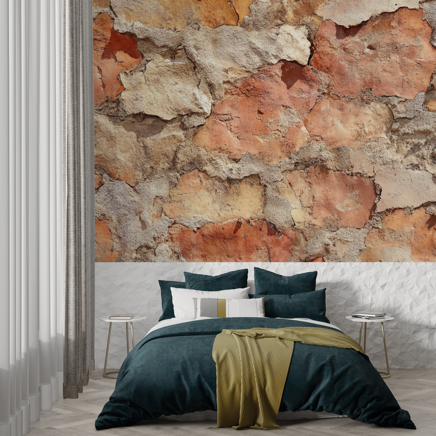 Papier peint terracotta style mediterraneen trompe loeil