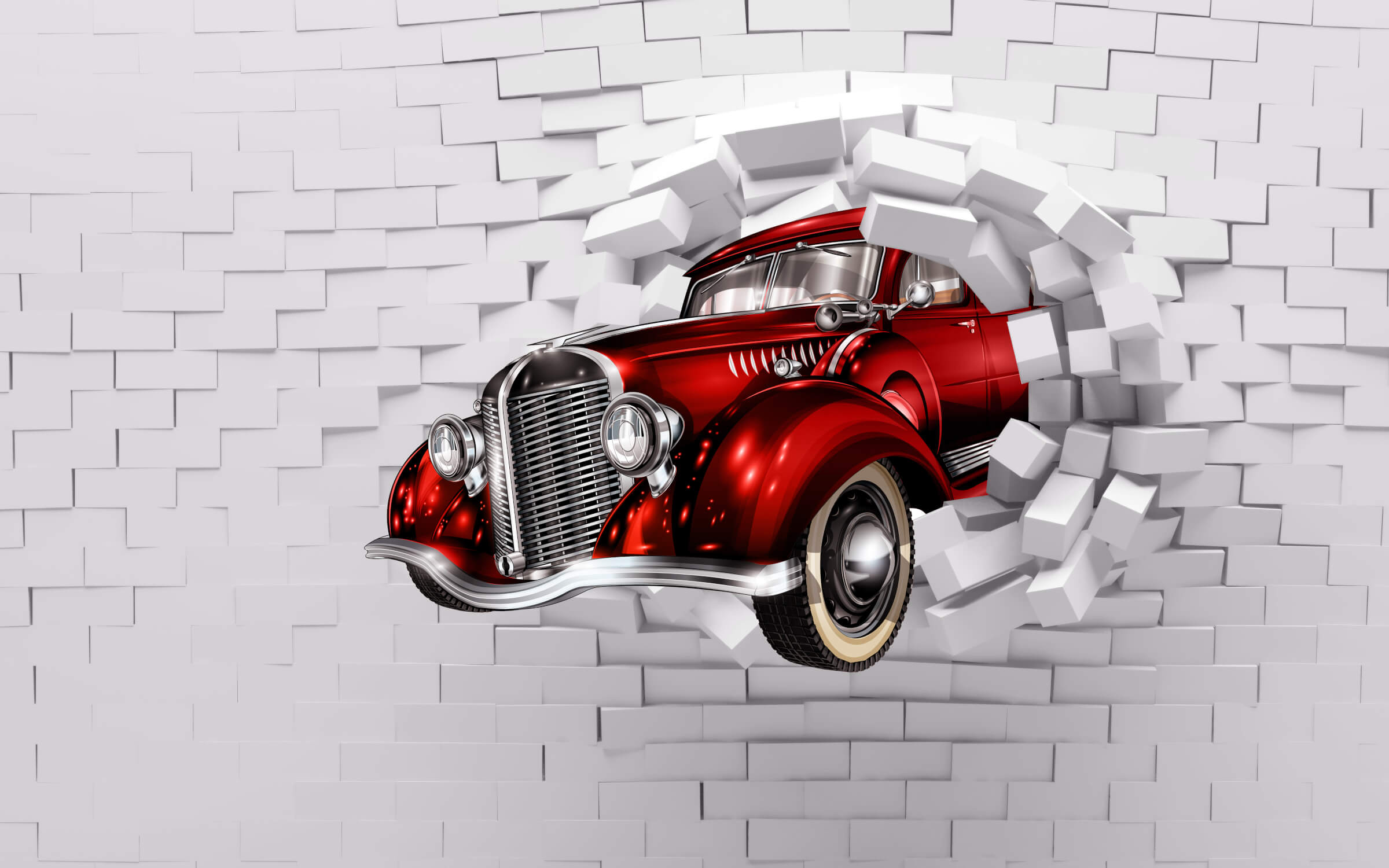 Papier Peint Garcon Voiture Trompe L'oeil