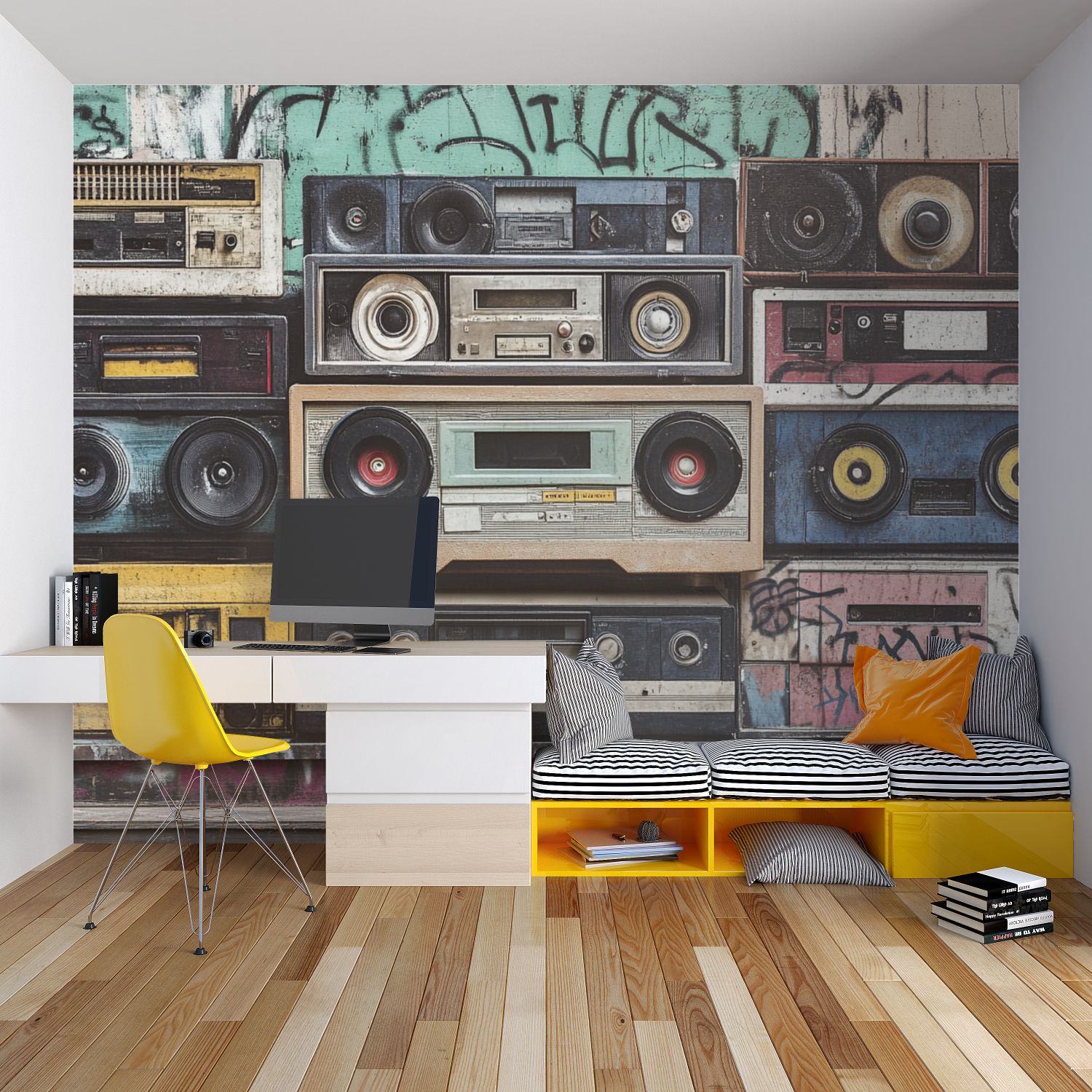 Papier peint old school hip hop chambre garcon lit