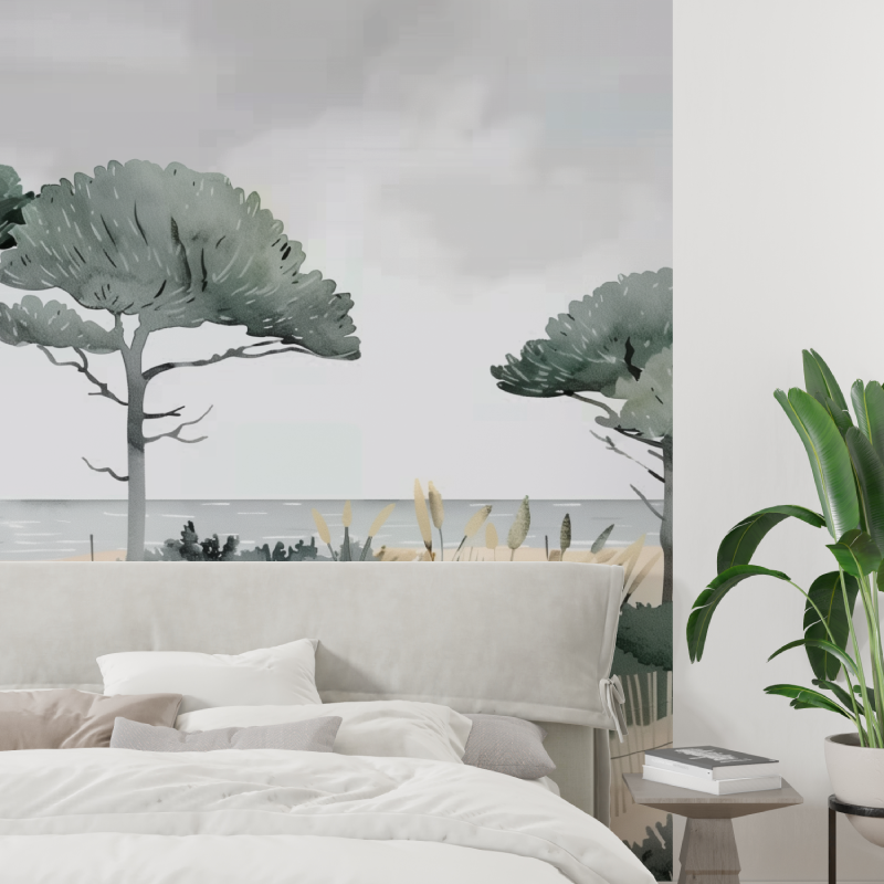 Papier peint panoramique paysage chambre tapisserie tendance