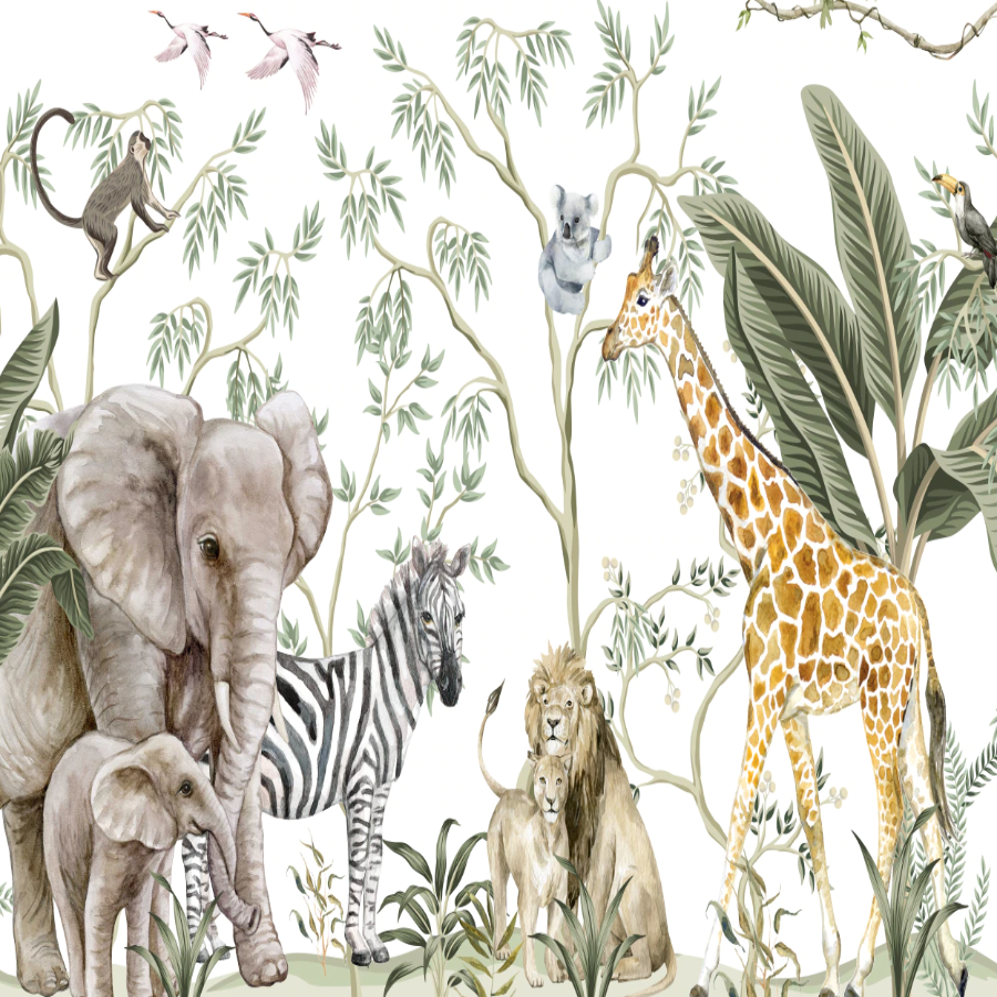 Sfondi animali <br/> Safari con giraffe ed elefanti