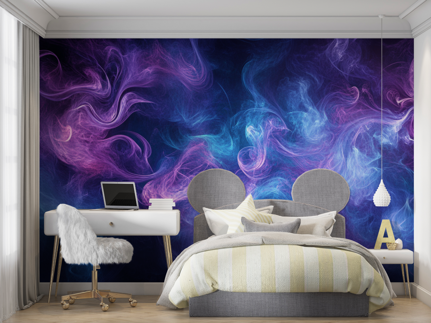 Papier peint fumee mysterieuse mur chambre panoramique