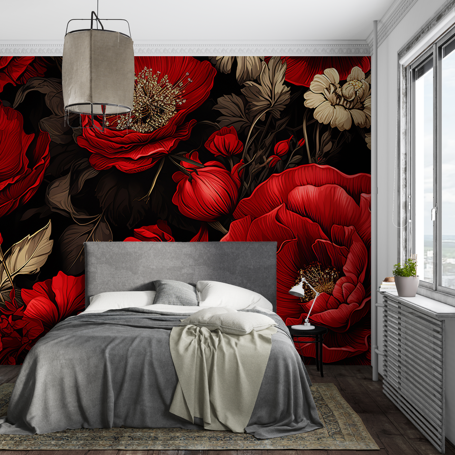Papier Peint Grosse Rose Rouge - leroy merlin