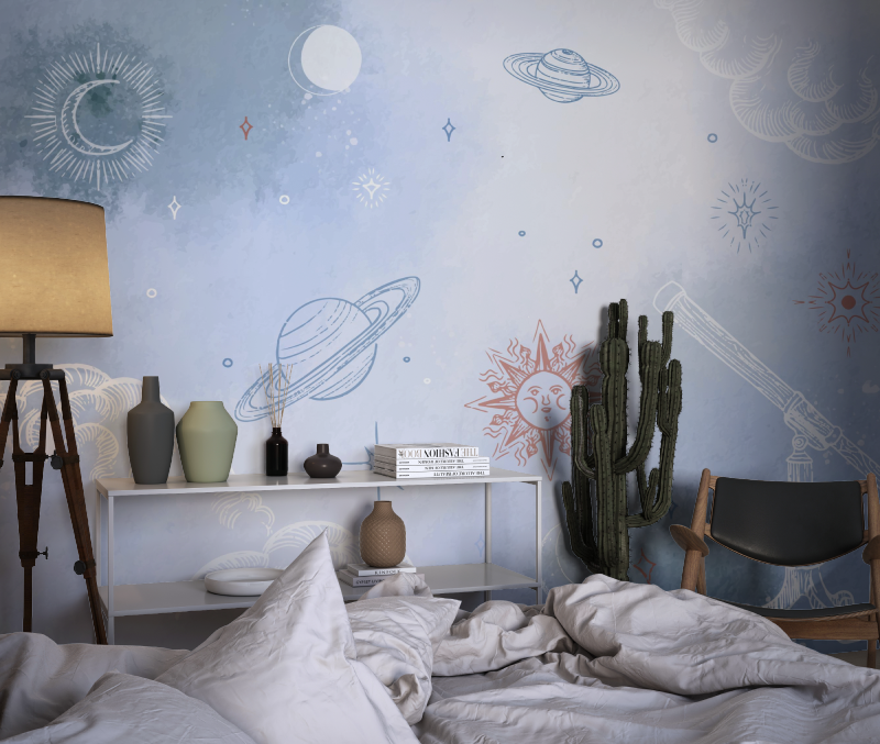 Papier peint espace planete pour enfants chambre dado1