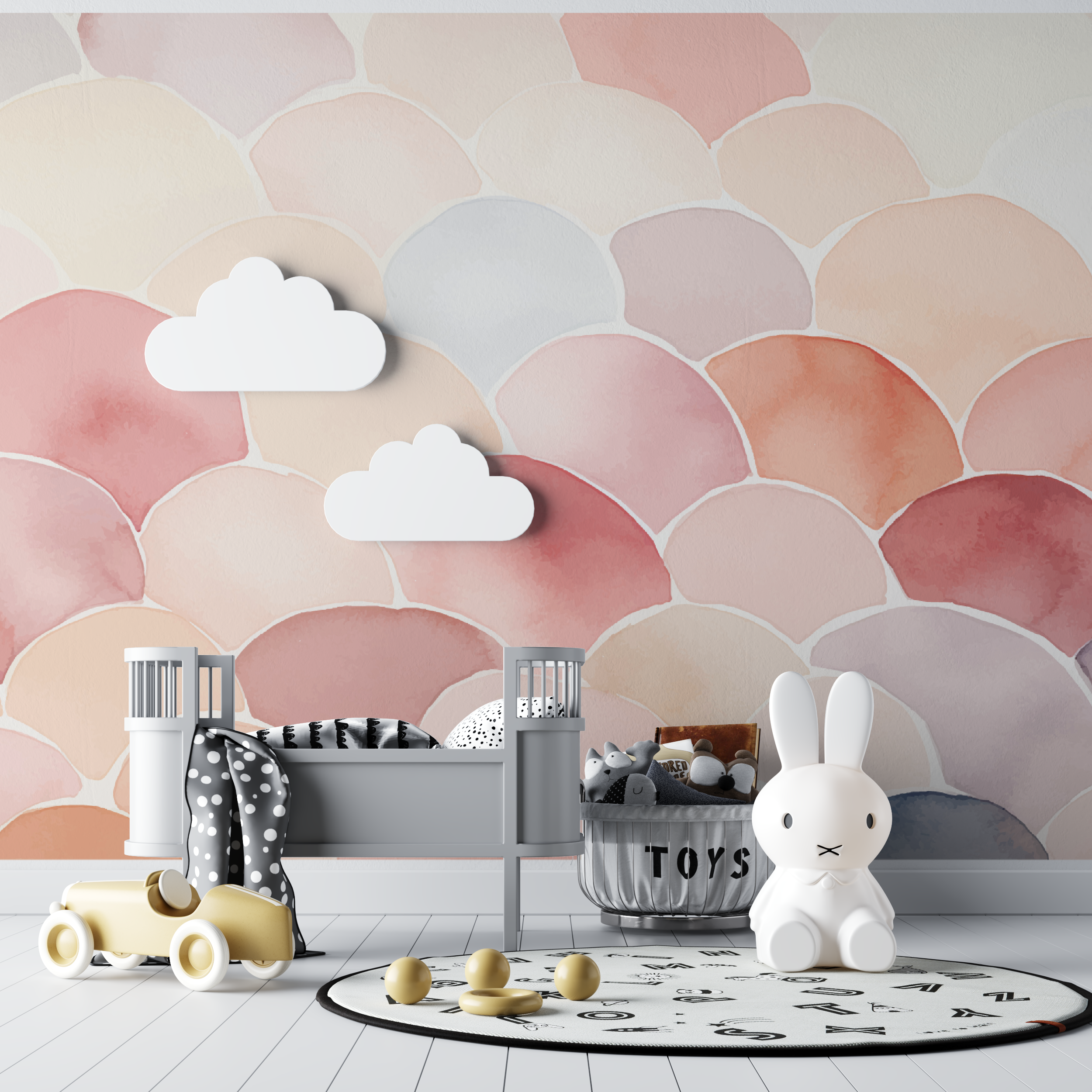 Papier peint Arc-en-ciel bohème bébé - chambre de bebe