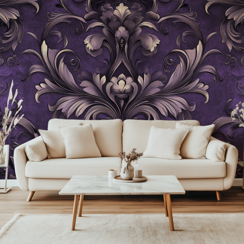 Papier peint vintage gothique violet canape simple