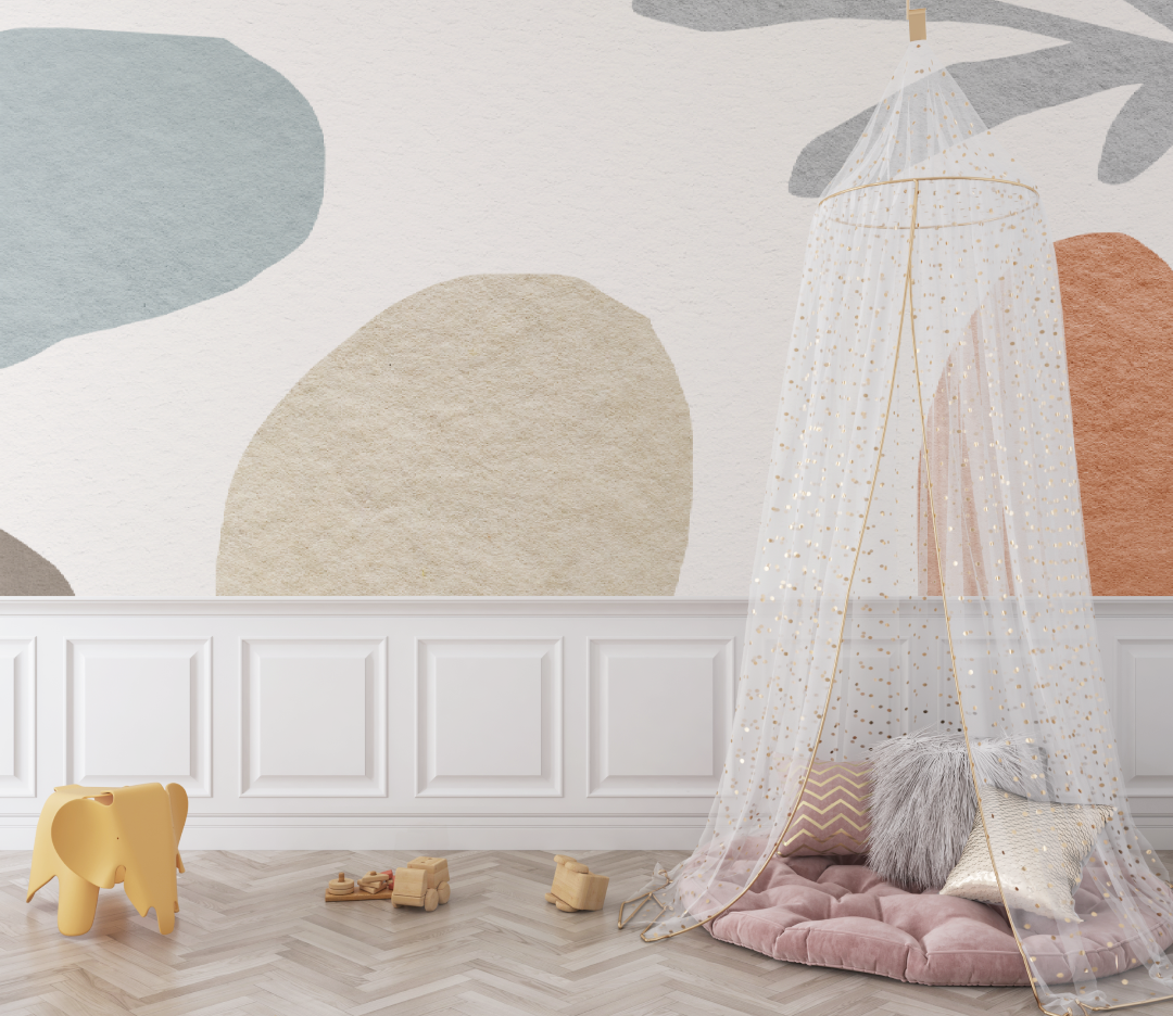 Papier peint bébé tons neutres tendance - bebe