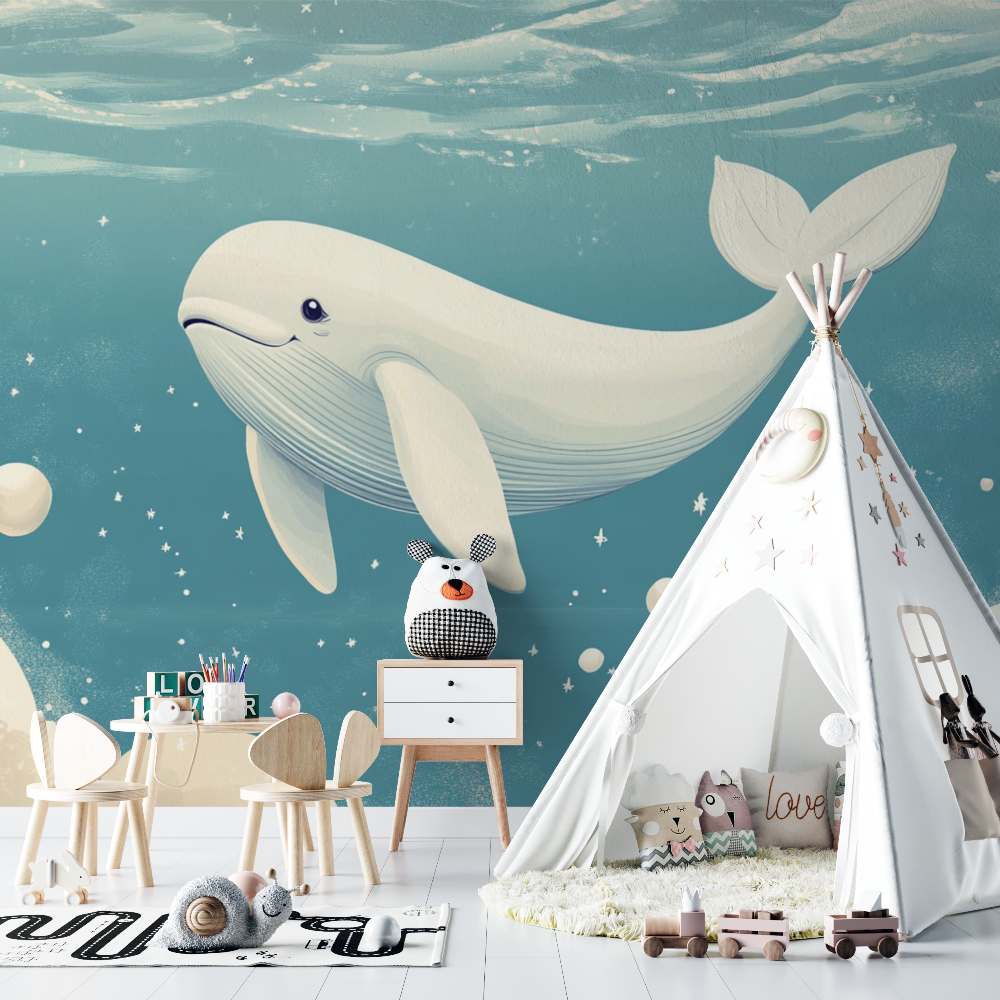 Papier peint baleine bebe chambre bebe