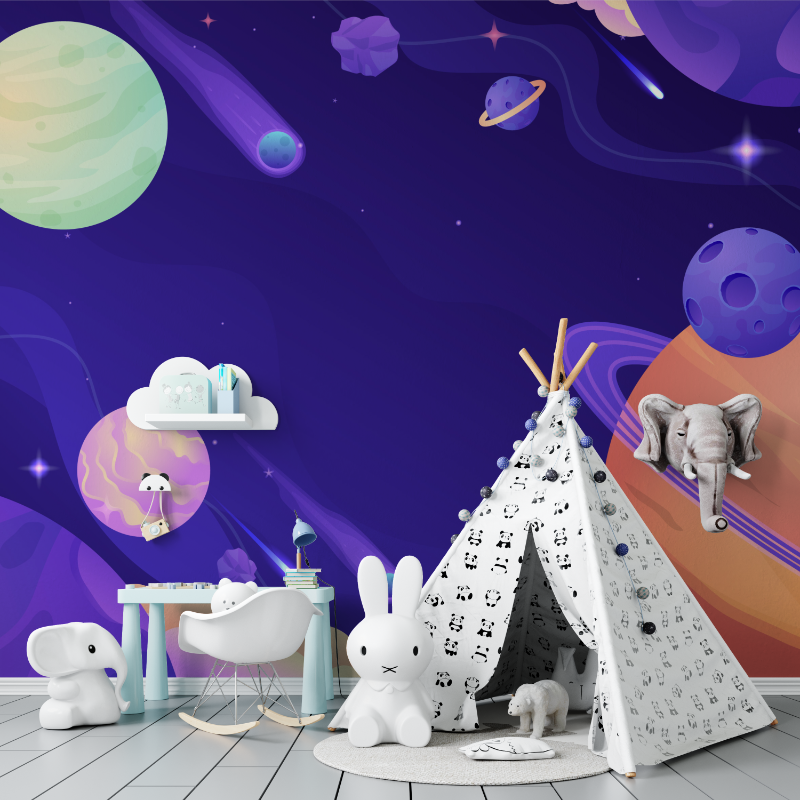 Papier peint espace planete asteroides tapisserie murs