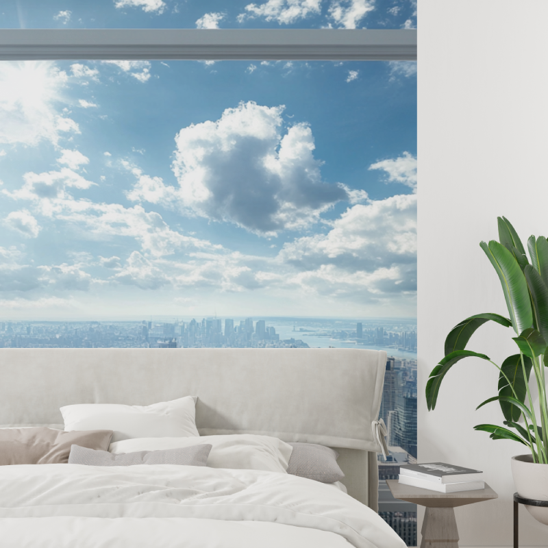 Papier peint trompe loeil fenet...uverte tapisserie tendance