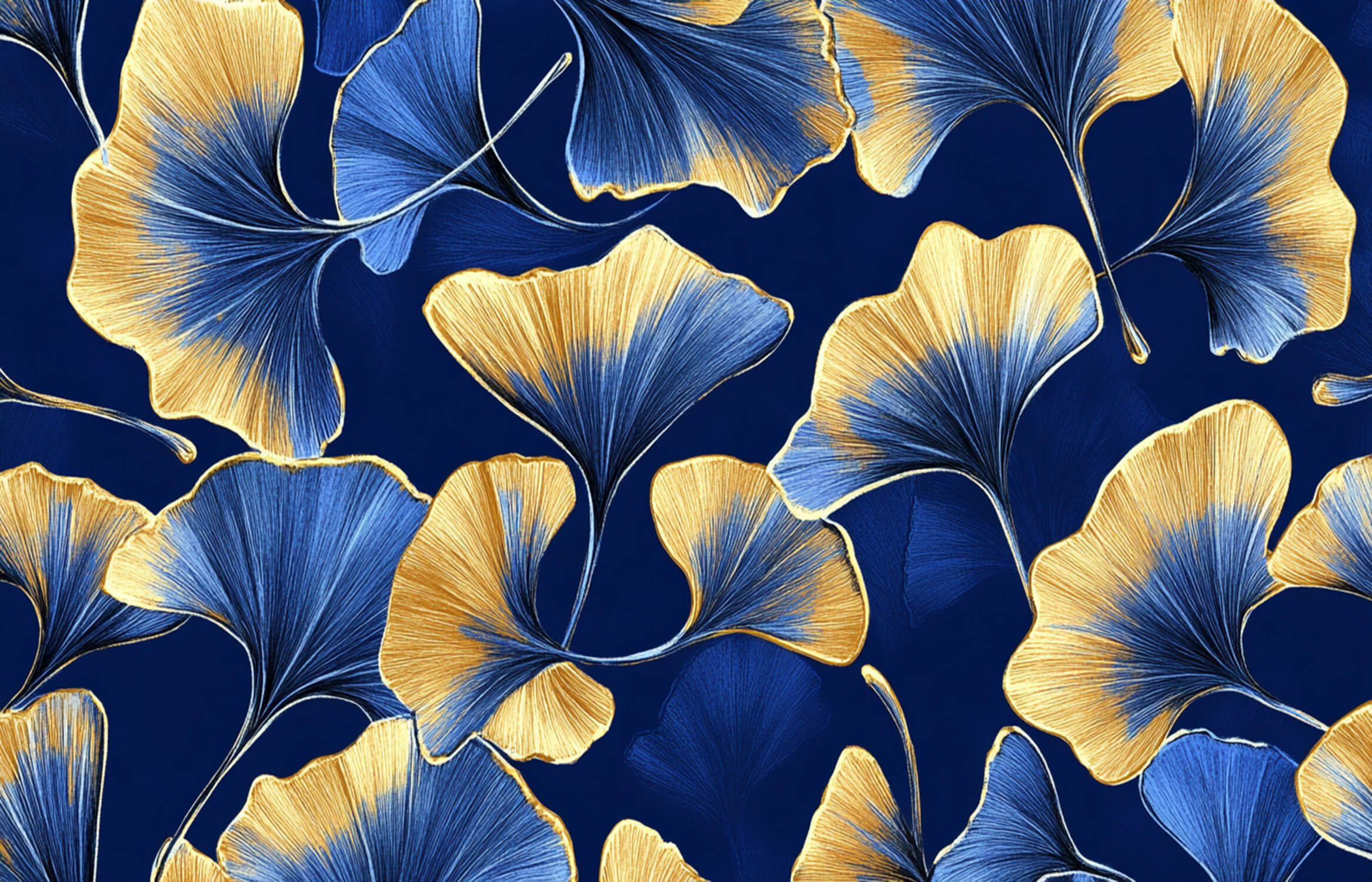Papier Peint Art Déco Bleu Gecko Or