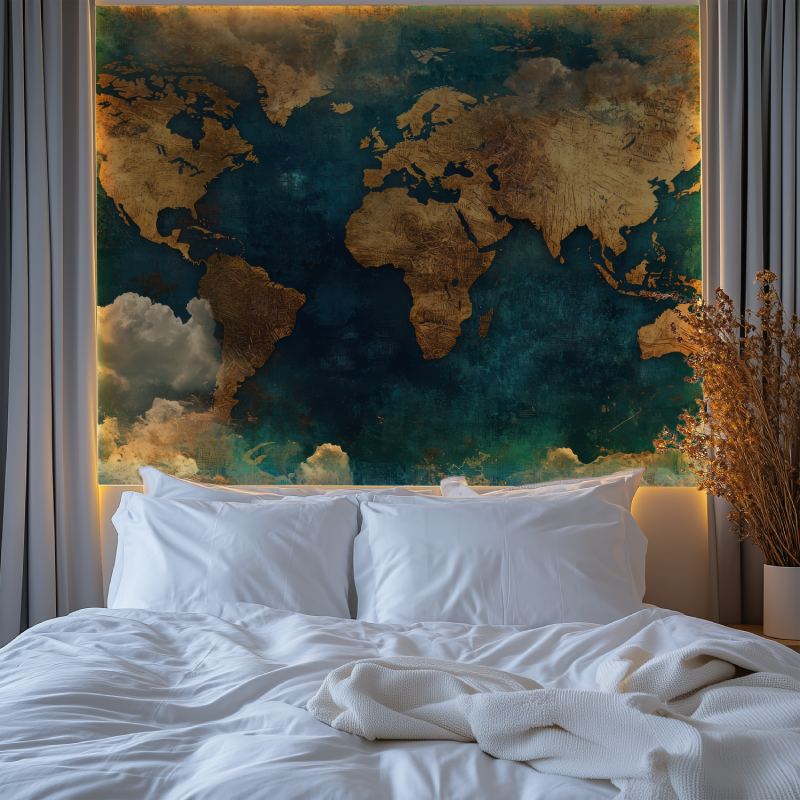 Papier peint carte du monde geante chambre premium