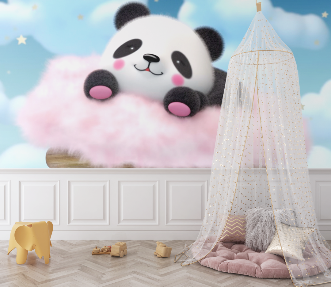 Papier peint panda dessin anime bebe