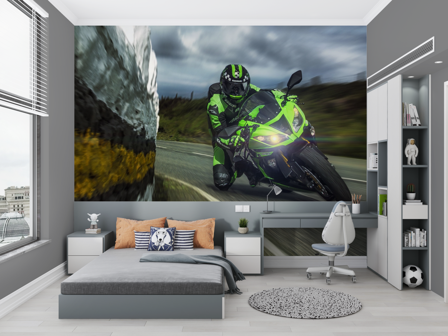 Papier peint moto kawasaki chambre petit