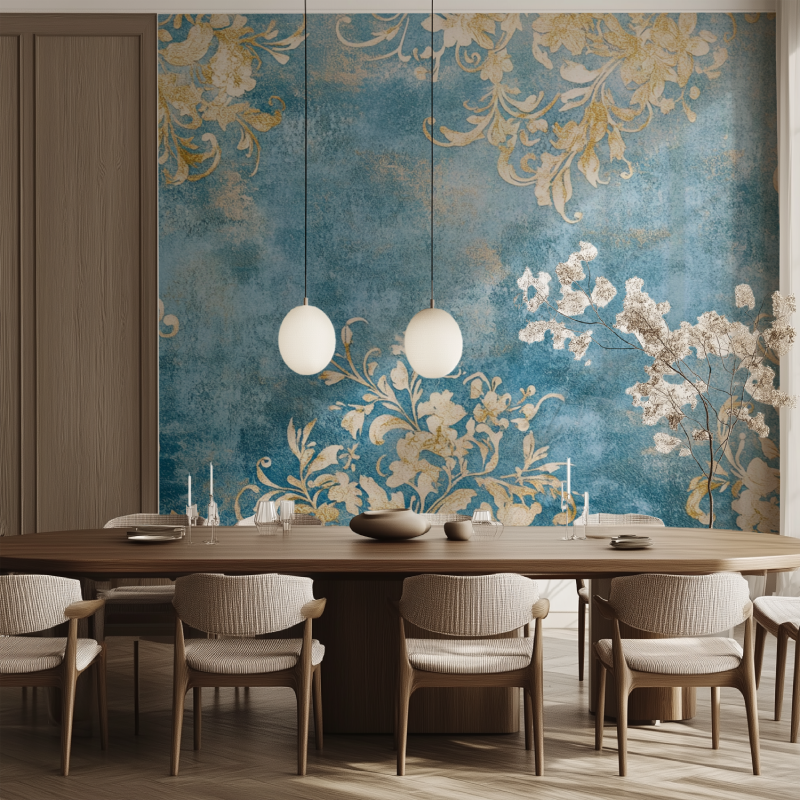 Papier peint vintage lille salle manger tendance